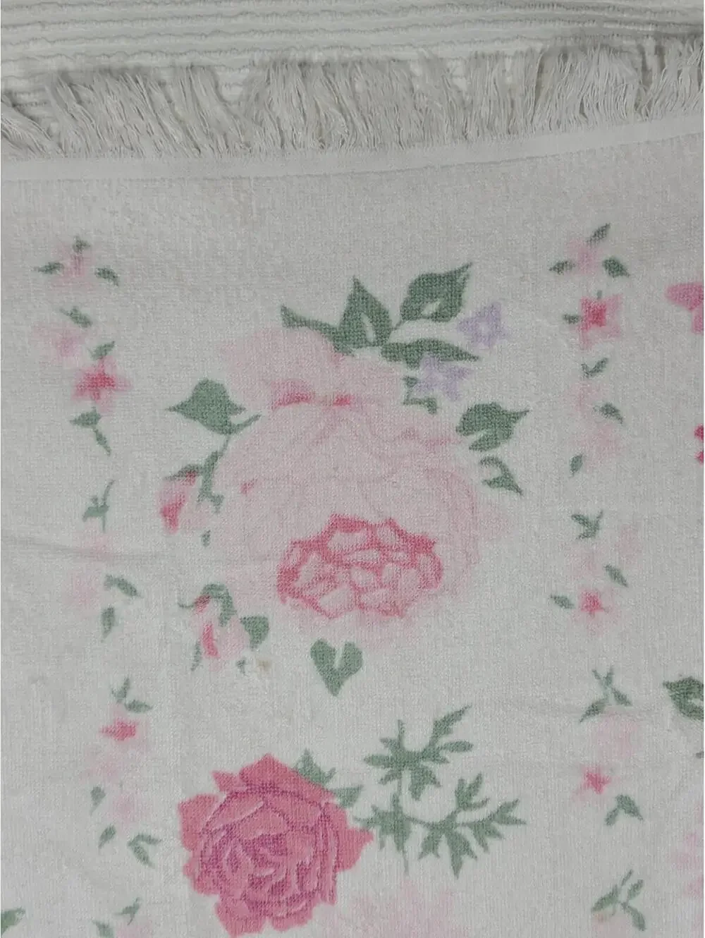Set of 2 1960s Rose Print Bath Towel 100% Cotton Retro Vintage Bathroom Pinup